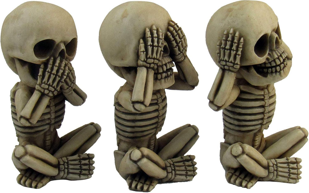 DWK Morbid Morals See Hear Speak No Evil Mini Skeleton Figurines | Macabre fo...