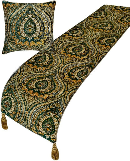 The HomeCentric King/Queen/Twin Green Designer Queen 74"x18" Bed Runner - Image 5
