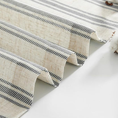 jinchan Linen Striped Cafe Curtains 45 Inch Stripe Small Window Curtains - Image 8