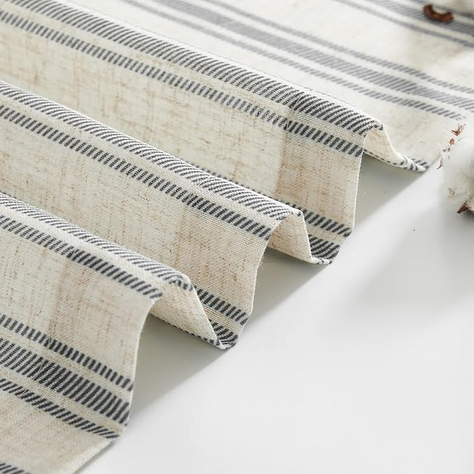 jinchan Striped Valance Farmhouse Window Treatment Linen Textured Drapes - Image 9