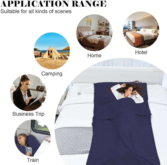 Sleeping Bag Liner, Travel Sheet & Adult Sleep Sack, Camping Sheets Travel - Image 6