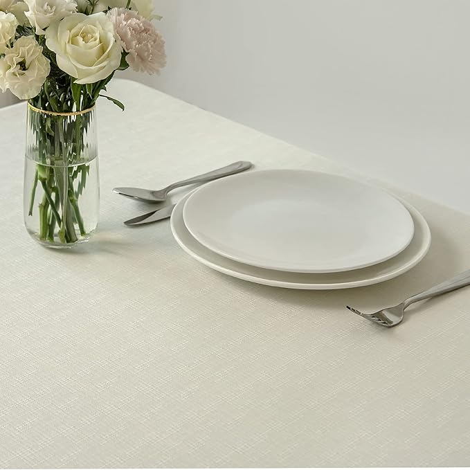 maxmill Slubby Texture Tablecloth Water Resistance Antiwrinkle Spillproof Soft - Image 3