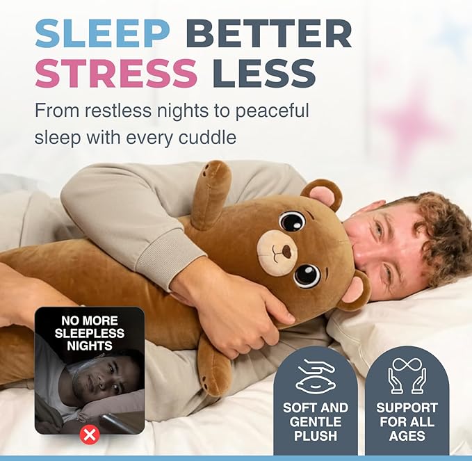 Bear Plush Body Pillow for Kids | Long Stuffed Animal Cuddle Pillow | Soft - Image 2