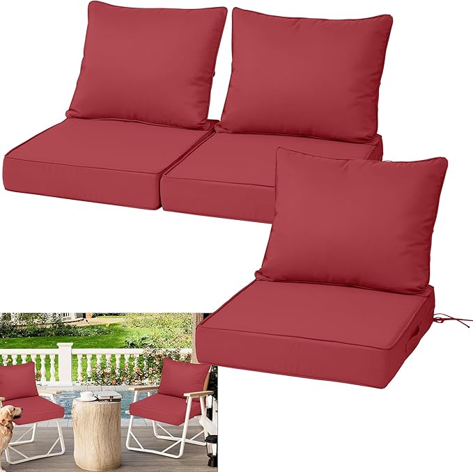 Waterproof Outdoor Chair Cushion Set of 3, Outdoor Cushions by Vulacko