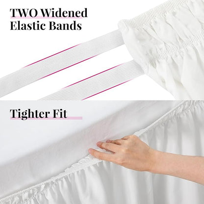 RIMELA Bed Skirting Queen Size White Bed Skirt 25 Inch Drop, Wrap Around - Image 6