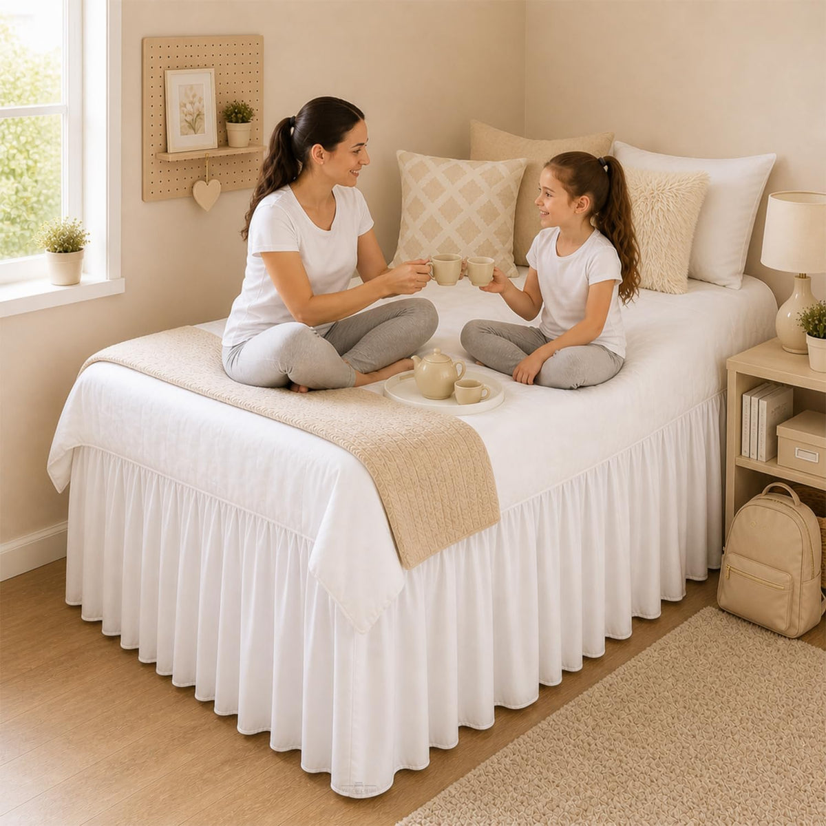 dorm room college microfiber ruffled bedskirts twin-xl showing dimensions