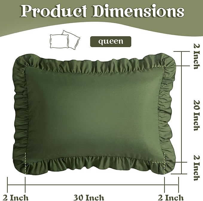 KKJIAF Ruffle Pillow Cases Queen Size Set of 2, Ruffled Pillow Covers - Image 3