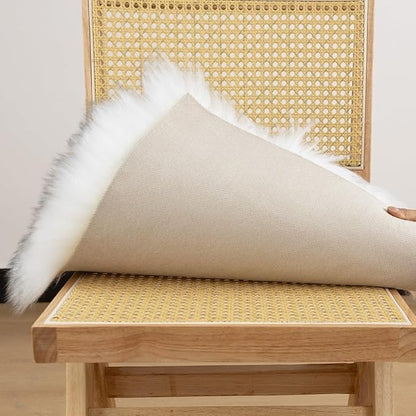 LLB Sheepskin Chair Cushion Non-Slip Back Square Genuine Fur Chair Cover Silky - Image 6