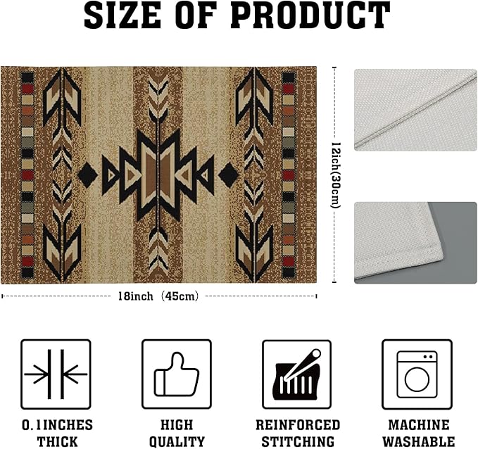 Giwawa Southwestern Placemats Rustic Tribal Geometric Decorative Table Mat - Image 4
