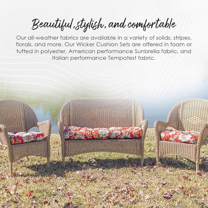 RSH Décor: Tufted Wicker Loveseat Cushion | Indoor/Outdoor All Weather - Image 5