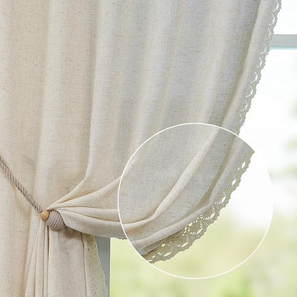 jinchan Linen Curtains for Living Room Bedroom Light Filtering Semi Sheer by JINCHAN