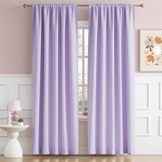 DUALIFE Lavender Curtains Room Darkening，Rod Pocket and Back Tab Thermal - Image 2