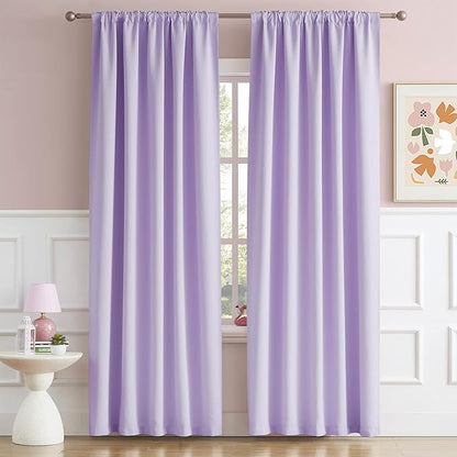 DUALIFE Lavender Curtains Room Darkening，Rod Pocket and Back Tab Thermal - Image 2