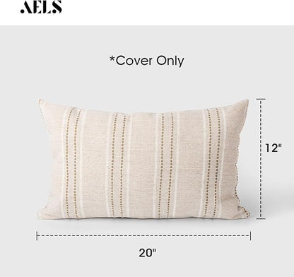 AELS 12x20 Decorative Farmhouse Linen Throw Pillow Covers, Boho Textured Pillow - Image 2