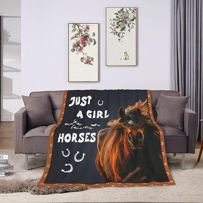 Horse Blanket Horses Throw Blanket Just A Girl Who Loves Horses Flannel Stuff - Image 8