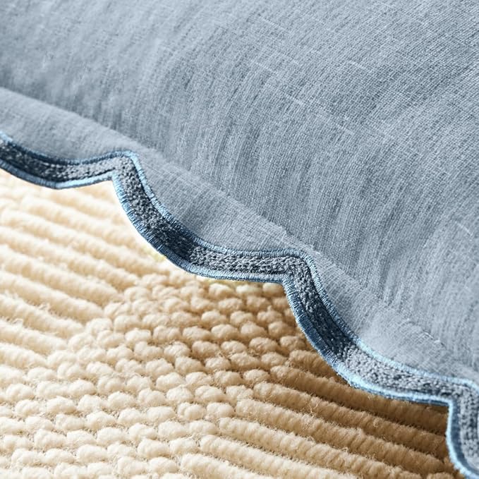 Scalloped Pillow Cover Pack of 2 Spring Chenille Decorative Throw Pillow Covers - Image 3