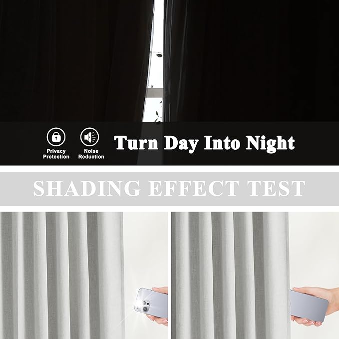 Vision Home Light Gray Pinch Pleated Full Blackout Curtains Linen Blended - Image 5