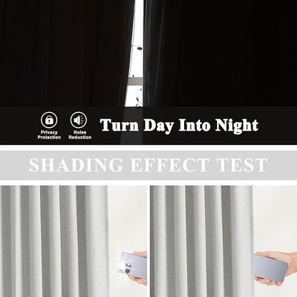 Vision Home Light Gray Pinch Pleated Full Blackout Curtains Linen Blended Room - Image 4