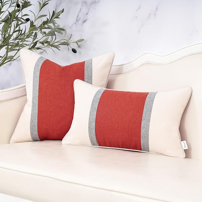Yangest Patchwork Pillow Cover 24x24 Inch Luxury Cotton and Linen Cushion Cover - Image 5