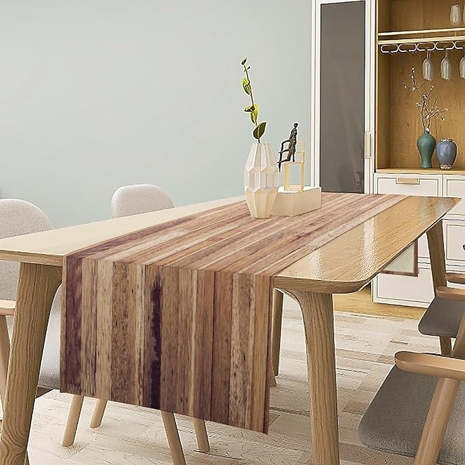Wooden Table Runner Farmhouse Rustic Country Wood Plank Kitchen Dinner Runner - Image 3