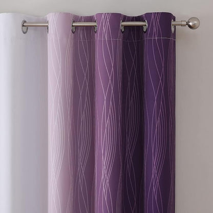 Estelar Textiler Purple and Greyish White Blackout Curtains 63 Inch Length 2 - Image 4