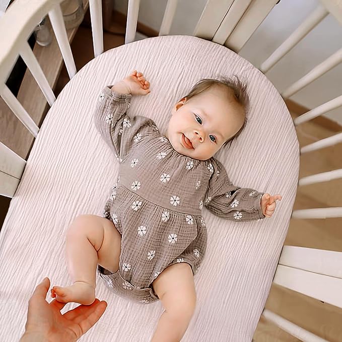 lulumoon Baby Muslin Bassinet Sheets: Cotton Bassinet Sheets Neutral - Image 6