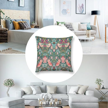 William Morris Floral Original Throw Pillow Covers Boho Chic Retro Floral Bird - Image 6
