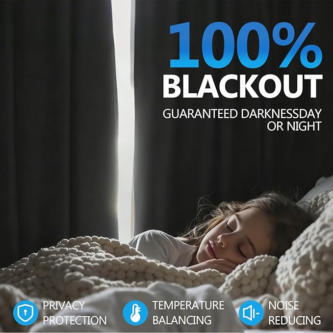 Linen 100% Blackout Curtains for Bedroom, Back Tab/Rod Pocket Curtain for - Image 2