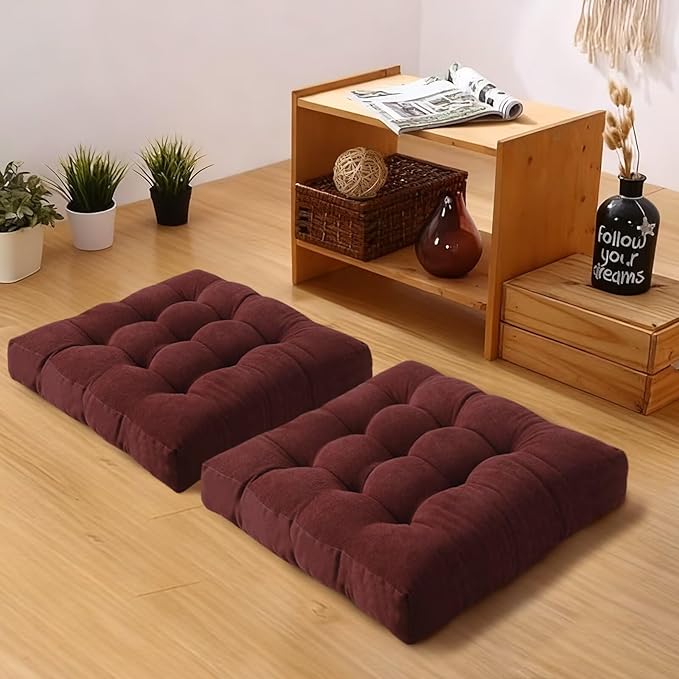 Floor Pillows Set Square Chair Cushion Pad Tufted Seat Cushions by Gfobip