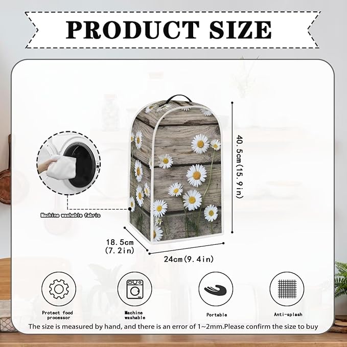 Talayituse Daisy Wood Print Blender Dust Cover, Fingerprint Protection Cover - Image 6