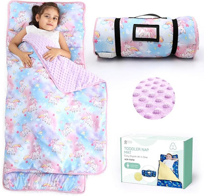 ACRABROS Toddler Nap Mat with Pillow and Blanket, Extra Large Rolled Napping by ACRABROS