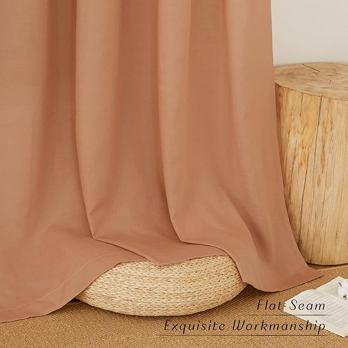 NICETOWN Thick Linen Burnt Orange Curtains - Image 7