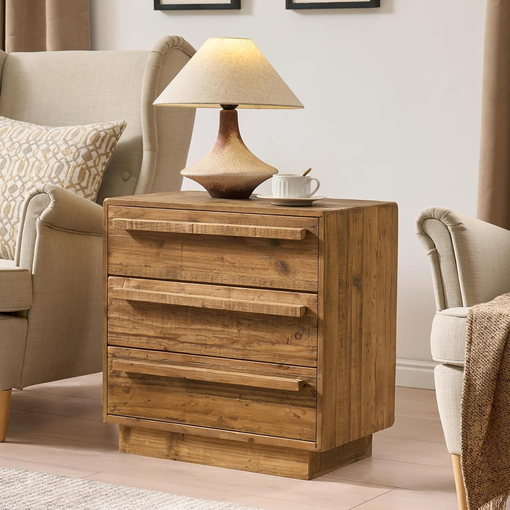 HOKYHOKY Reclaimed Solid Wood Nightstand-24 Inches Large End Table