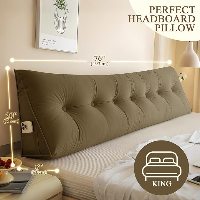 Headboard Pillow King, Large Triangular Wedge Headboard Pillow - Image 3