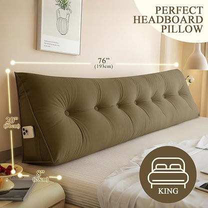 Headboard Pillow King, Large Triangular Wedge Headboard Pillow - Image 3