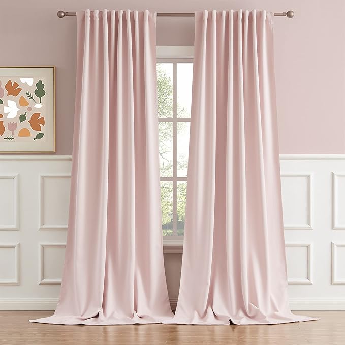DUALIFE Back Tab and Rod Pocket Curtains 108 Inches Long by DUALIFE