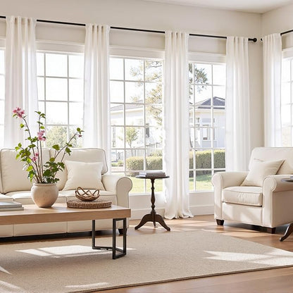 jinchan Off White Linen Blend Curtains 84 inch Length 2 Panel - Image 2