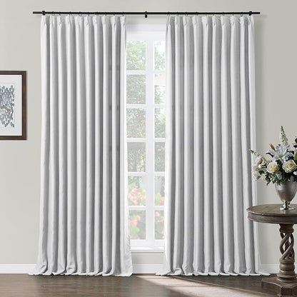 TWOPAGES Grey White Pinch Pleated Room Darkening Curtain 102 Inches Long by TWOPAGES