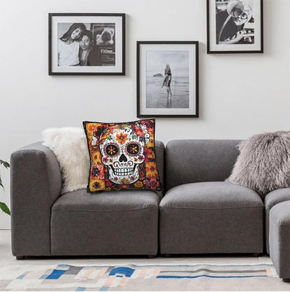 Throw Pillow Covers 18x18 Set of 2, Sugar Skull Cushion Covers, Decorative - Image 5