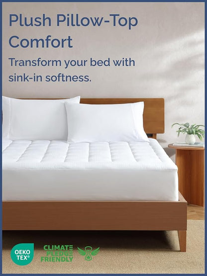 Mattress Pad Queen Size – Quilted Fitted Mattress Protector – Cotton Pillow Top - Image 2