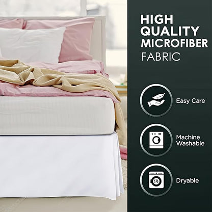 Pleated Bed Skirt King Size, Split Corners, Wrinkle-Resistant Microfiber - Image 6