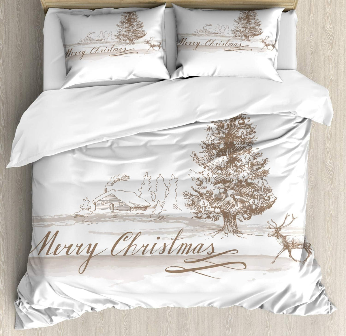 ambesonne christmas duvet cover set, romantic vintage new, main product view