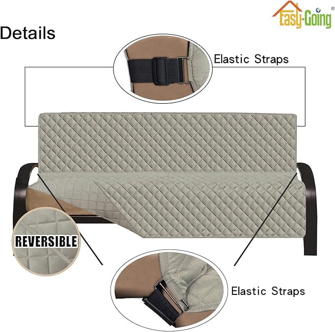 Easy-Going Futon Sofa Slipcover Reversible Sofa Cover Armless Couch Cover Water - Image 3