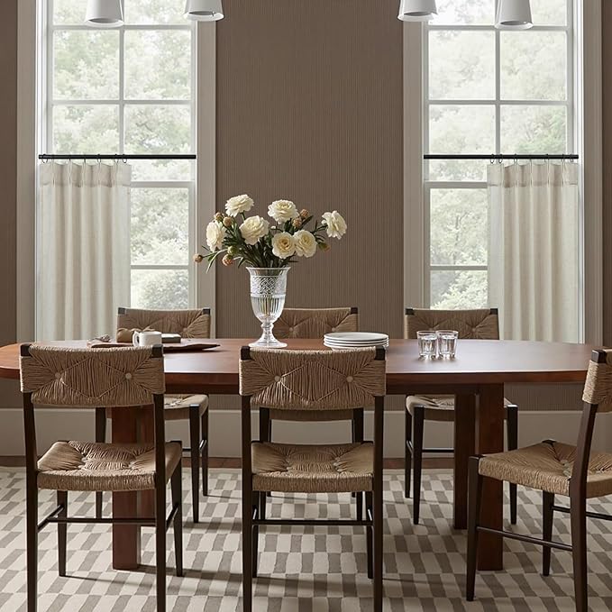 DANCURTON Beige Cafe Curtains 30 Inches Long 2 Panels Pinch Pleated Back Tab - Image 2