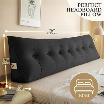 Headboard Pillow King, Large Triangular Wedge Headboard Pillow - Image 3