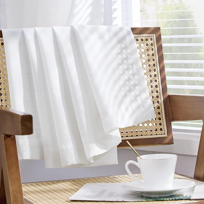 jinchan 108 Inch Curtains Linen Blend 2 Panel Set Semi Sheer White Curtains - Image 8