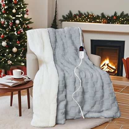 Electric Blanket, Soft Checked Flannel Fast Heating Blanket by AEPINBH