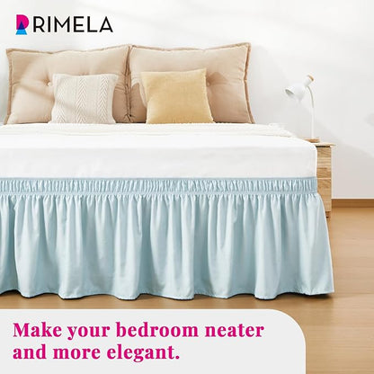RIMELA Grayish Blue Bed Skirt Queen Size 18 Inch Drop, Wrap Around Elastic - Image 9