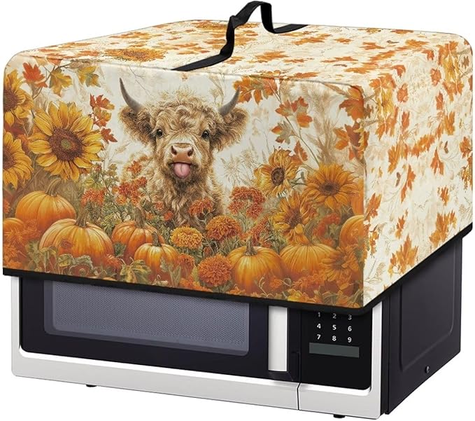 Microwave Ovens Dust Cover, Thanksgiving Highland Cattle Heat-Resistant by Unknown