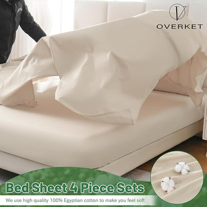 100% Egyptian Cotton Sheets Cal King Sheet Set 1000 Thread Count Sateen Weave - Image 3